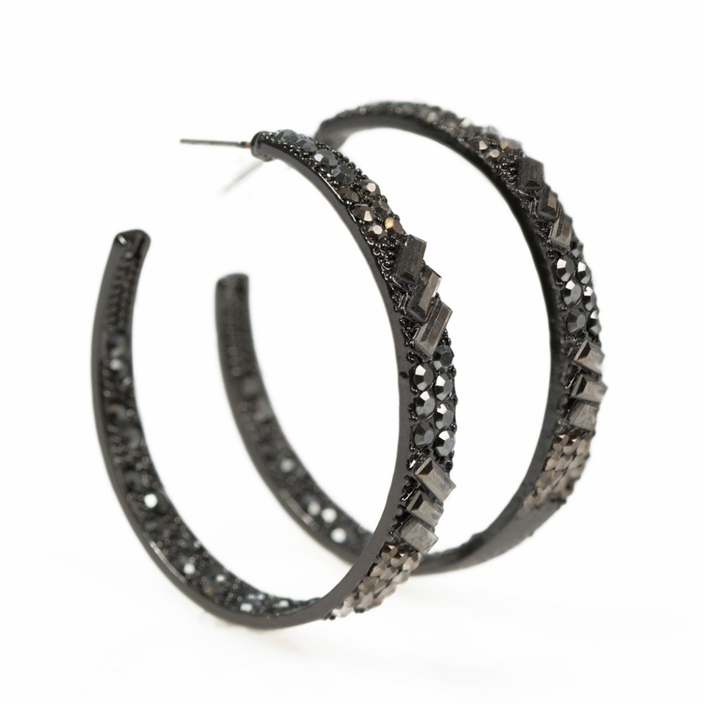 Black Rhinestone Hoops